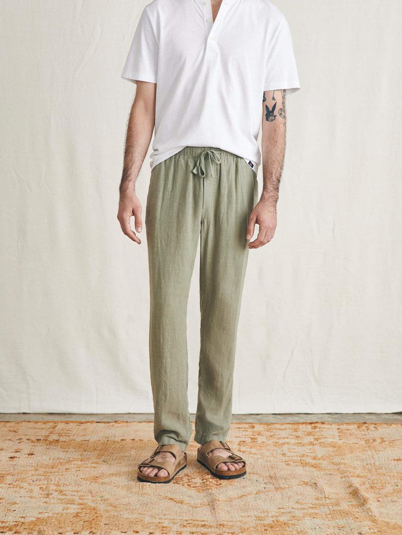 Linen Drawstring Pant - Canyon Olive Product Image