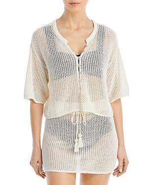 L*Space Coast Is Clear Cotton Crochet Swim Cover-Up Top Product Image