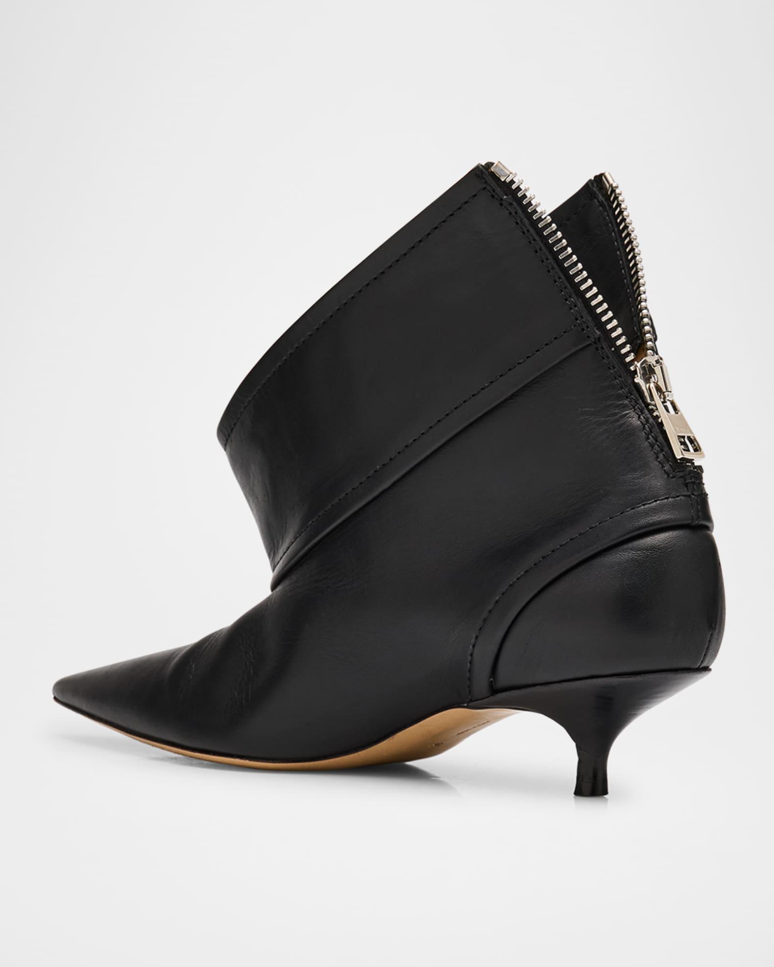 Biker Leather Kitten-Heel Booties Product Image