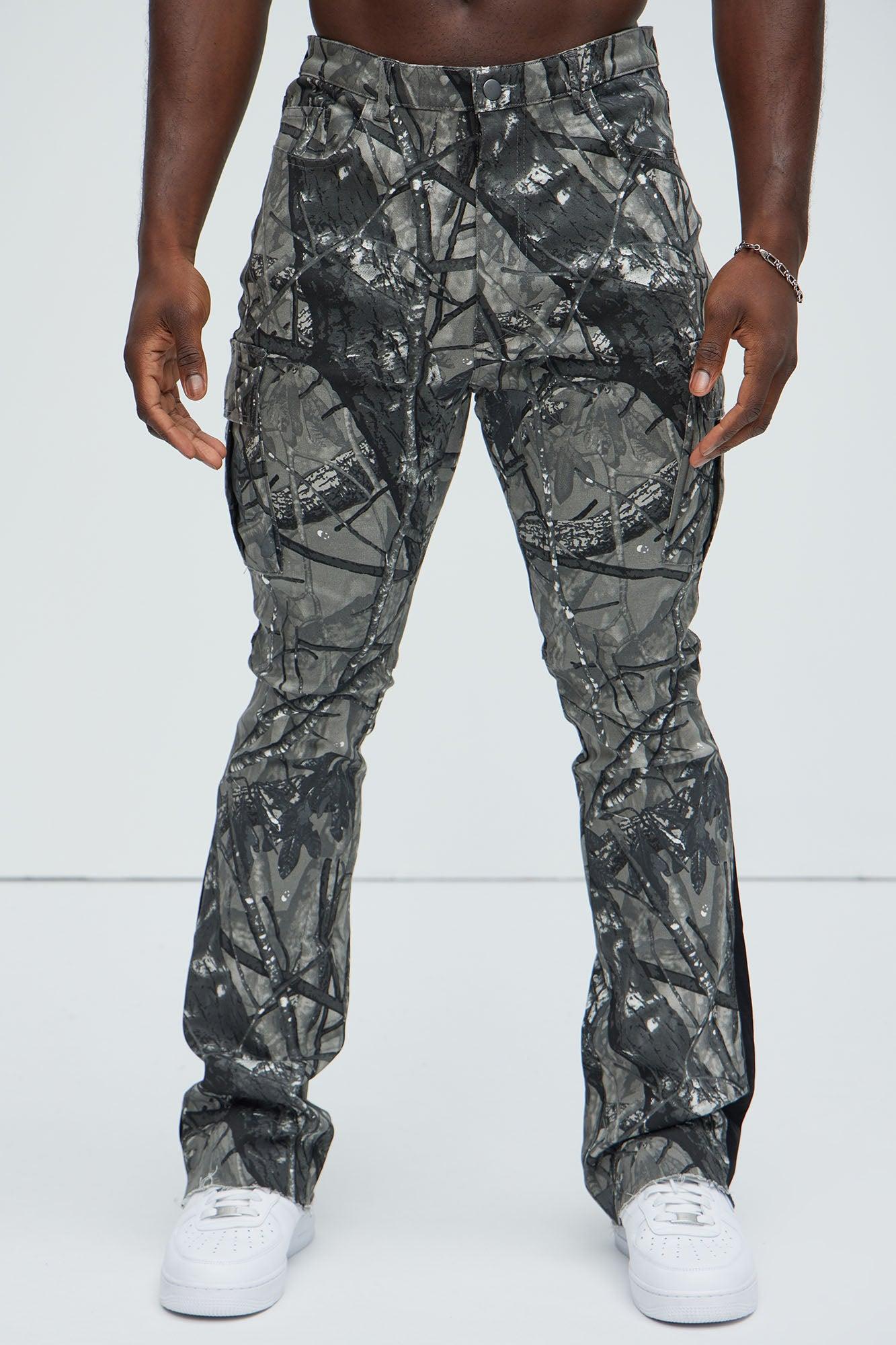 All Over Print Stacked Twill Flare Pant - Grey/combo Product Image