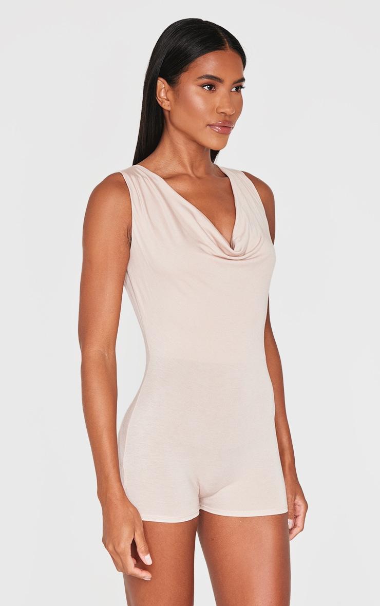 Stone Jersey Cowl Neck Romper Product Image