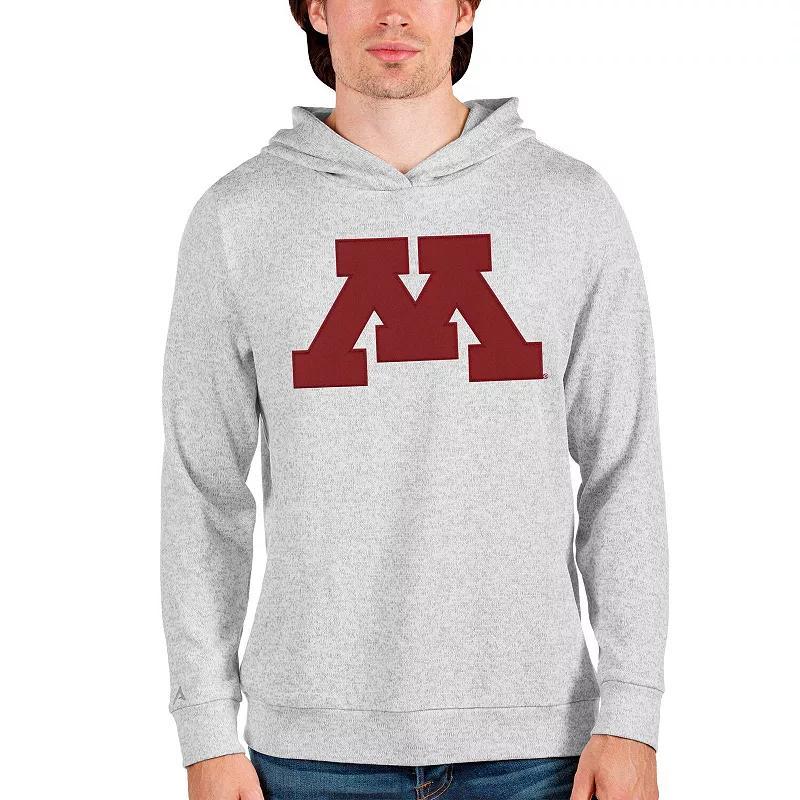 Mens Antigua Heathered Gray Minnesota Golden Gophers Team Logo Absolute Pullover Hoodie Product Image