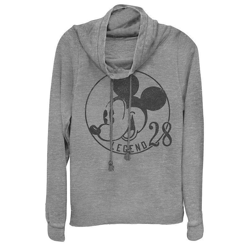 Disneys Mickey & Friends Juniors Legend 28 Cowlneck Graphic Lightweight Long Sleeve, Girls Gray Grey Product Image