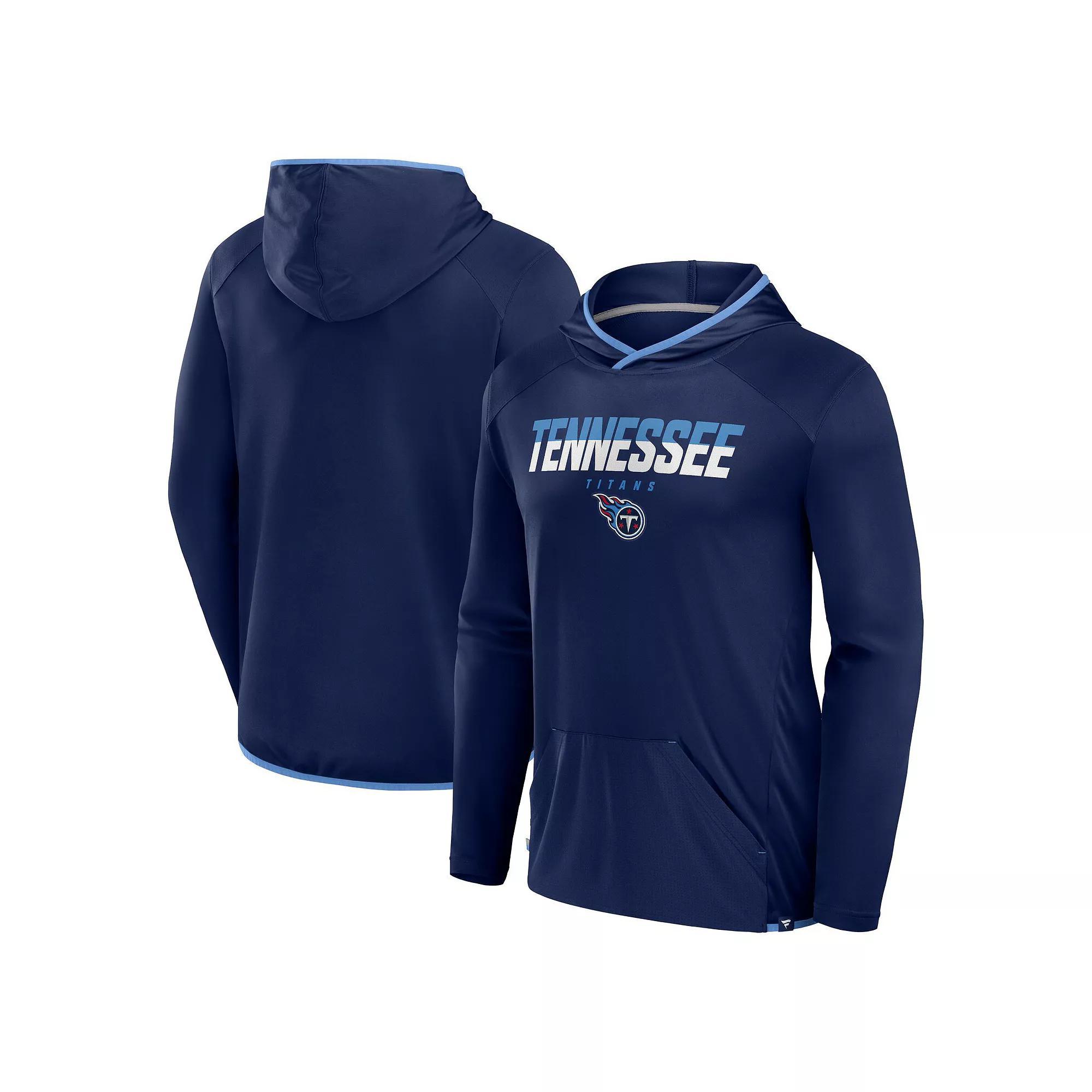 Men's Fanatics Navy Tennessee Titans Transitional Defender Hoodie Long Sleeve T-Shirt, Size: Large, Blue Product Image