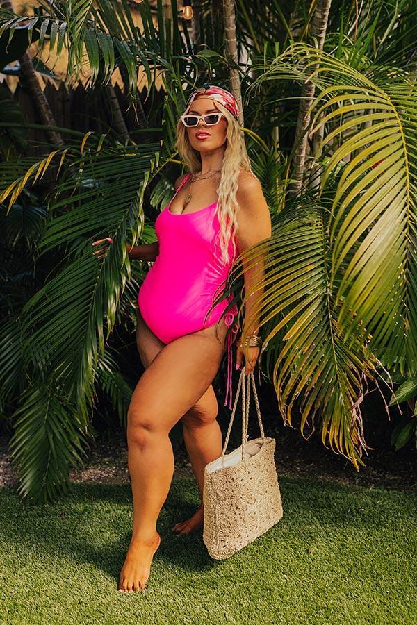 Ride The Tide One Piece Swimsuit in Hot Pink Curves Product Image