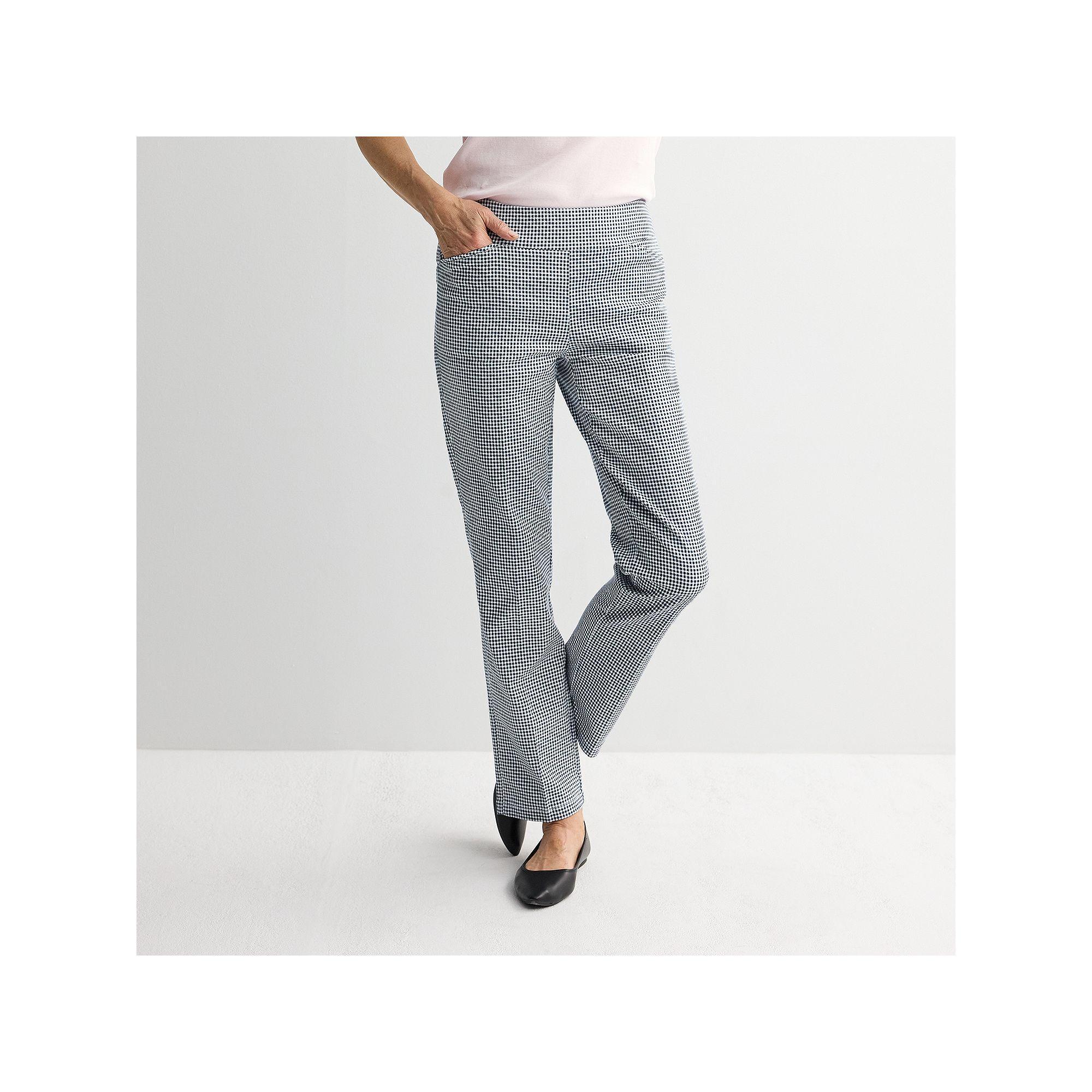 Womens Croft & Barrow Effortless Stretch Pull-On Straight-Leg Pants Blue Check Product Image
