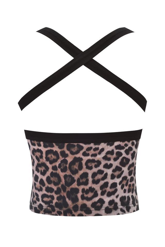 BLARE HALTER STRAP TOP - LEOPARD Product Image