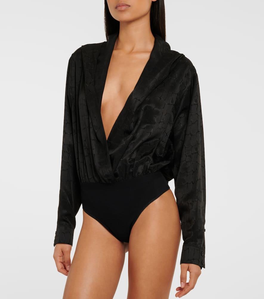 ALAÏA Hooded Bodysuit In Schwarz Product Image