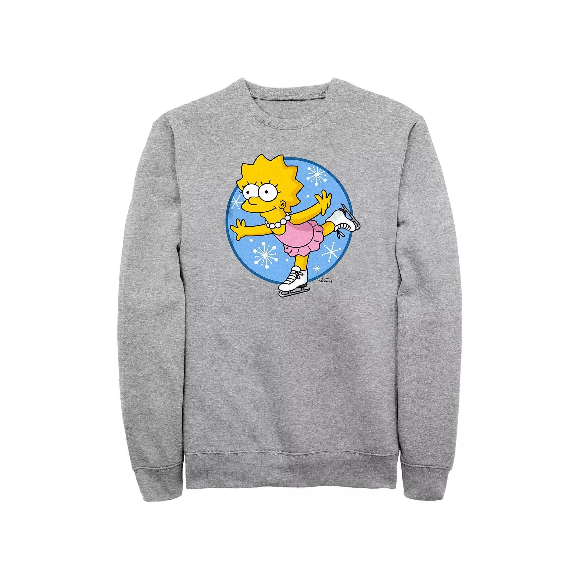 Men's The Simpsons Lisa Ice Skating Princess Graphic Fleece, Size: Medium, Athletic Grey Product Image