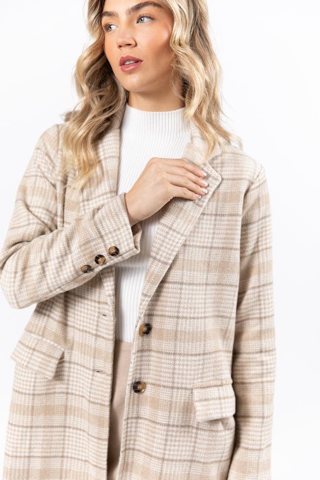 Chill Out Tan Plaid Coat SALE Product Image