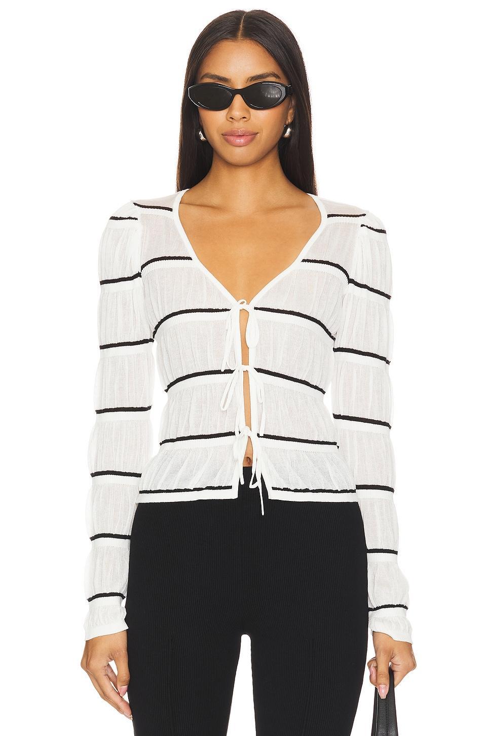 Lovers and Friends Tanya Cardigan in Cream & Black Stripe Product Image