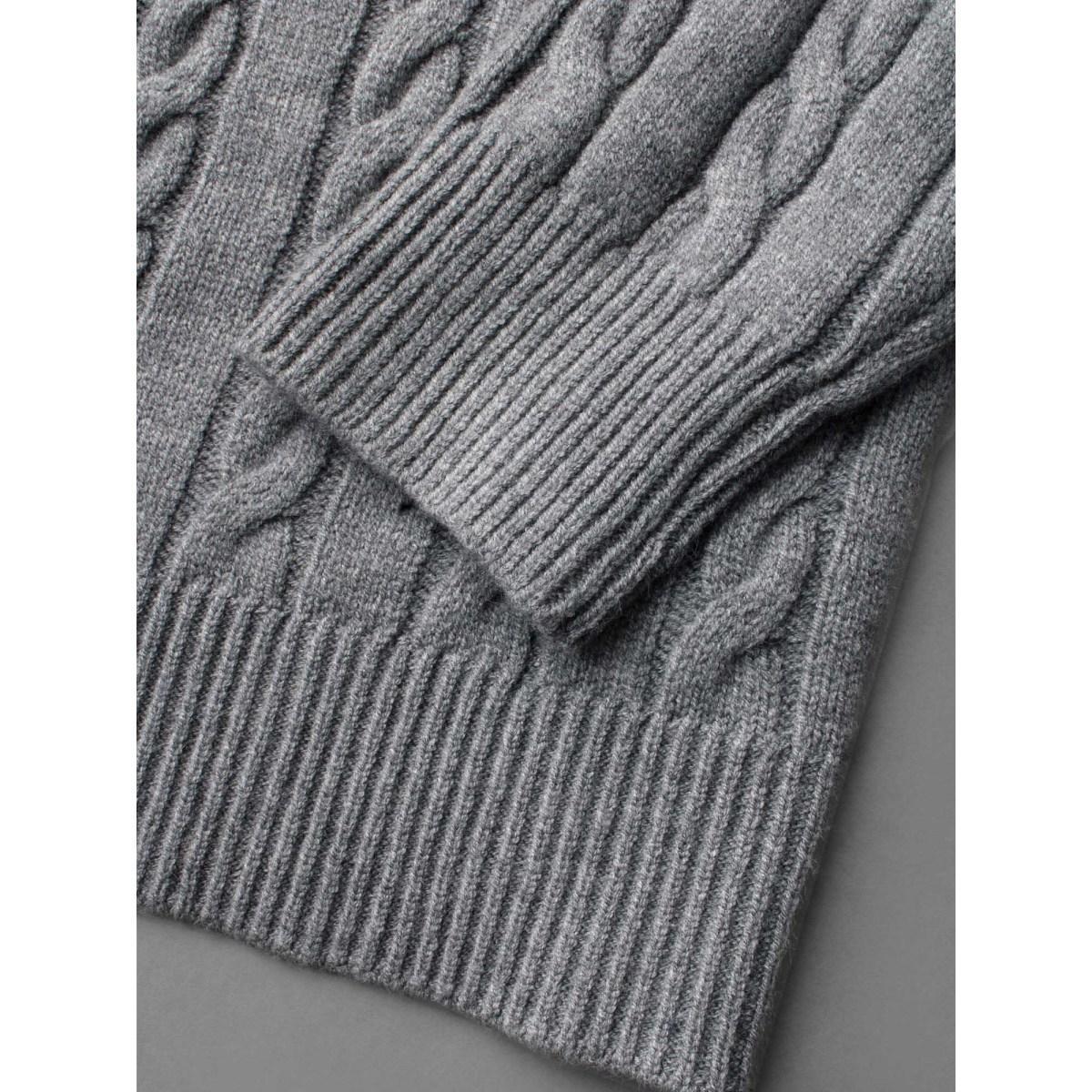 Plus Size Cable Knit Hooded Zipper Cardigan DimGray Women Leisure Loose Long Sleeve Casual Cardigans BloomChic 22-24/3X Product Image