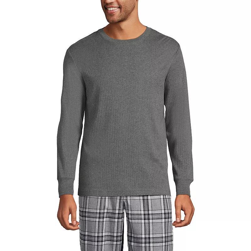 Men's Lands' End Knit Ribbed Crewneck Pajama Sleep Shirt, Size: Large, Deep  Blue Product Image