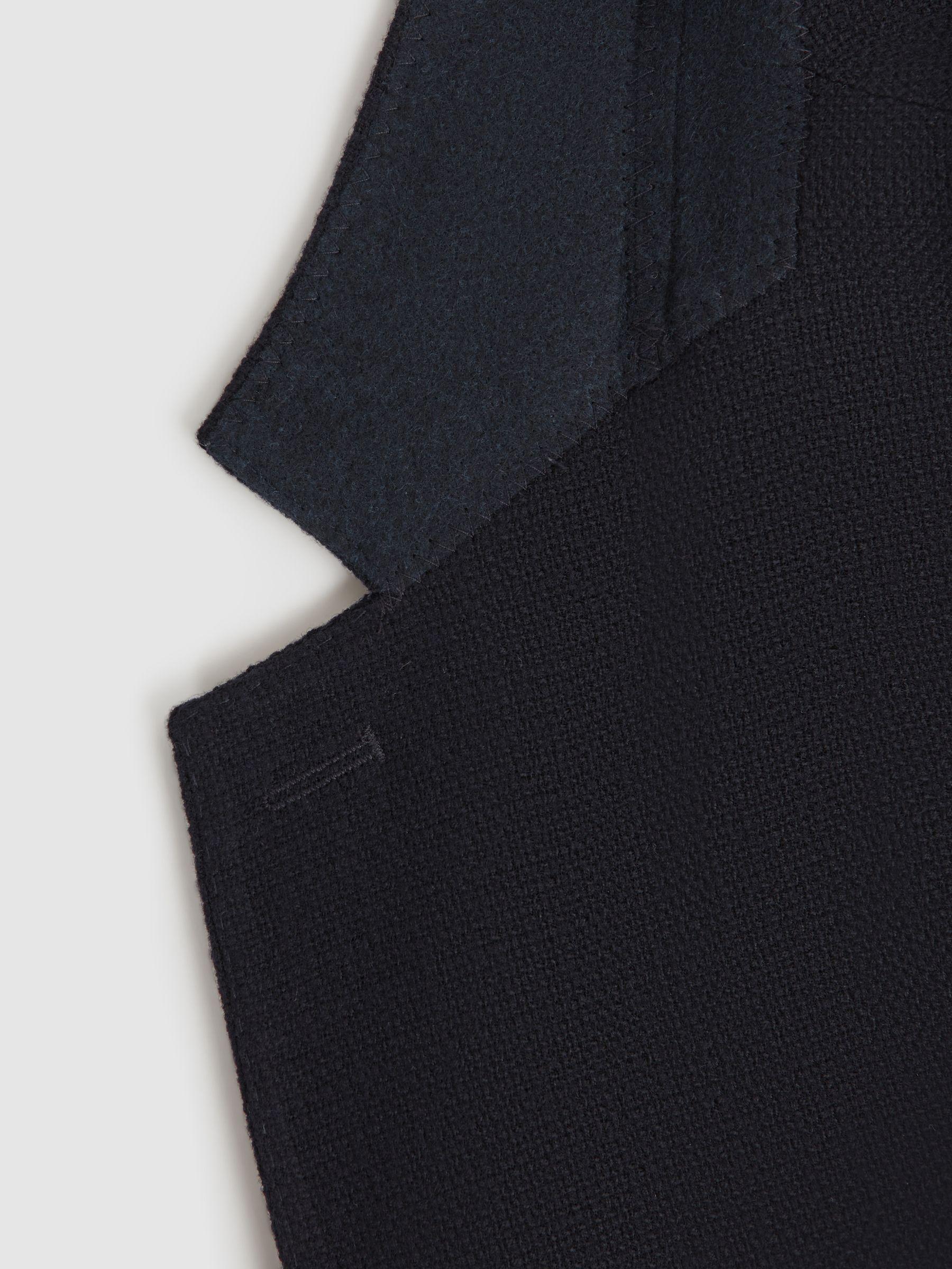 Slim Fit Textured Wool Blend Blazer in Navy Product Image