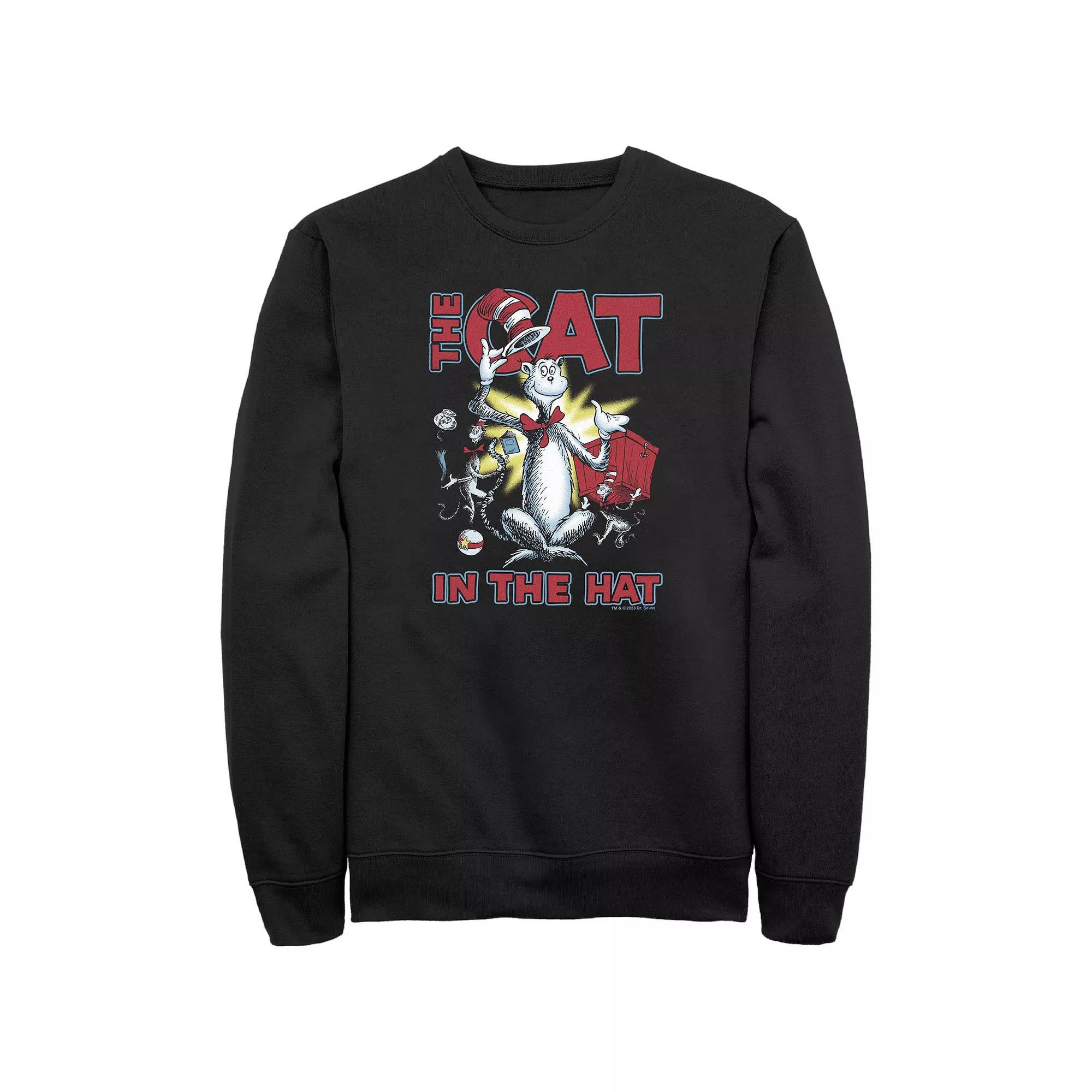 Big & Tall Dr. Seuss The Cat In The Hat Cattitude Graphic Fleece, Men's, Size: 3XB, Black Product Image