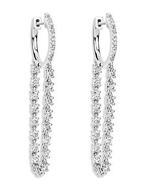 Meira T 14K White Gold Diamond Chain Drop Hoop Earrings Product Image