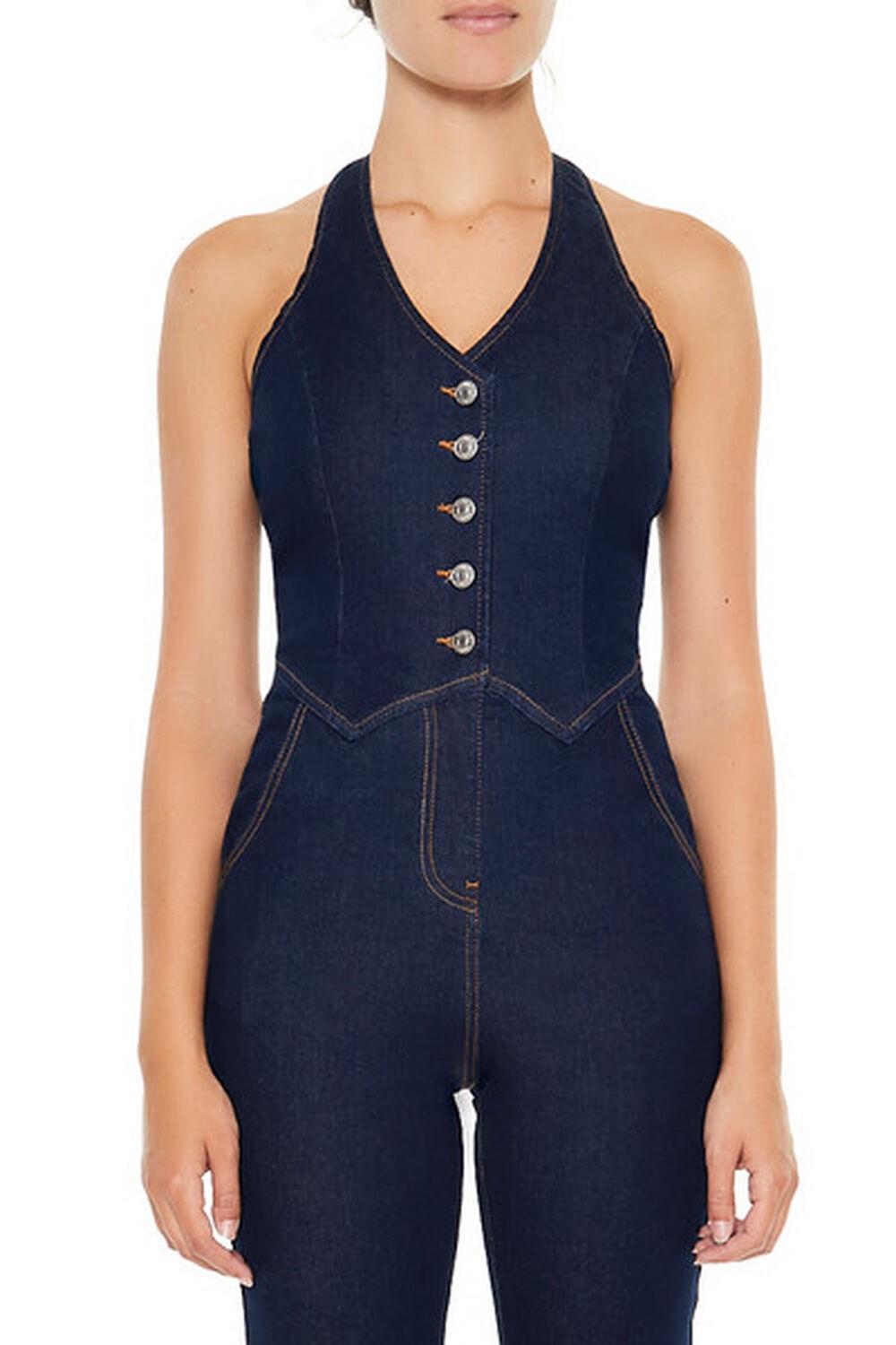 Denim Flare Halter Jumpsuit | Forever 21 Product Image