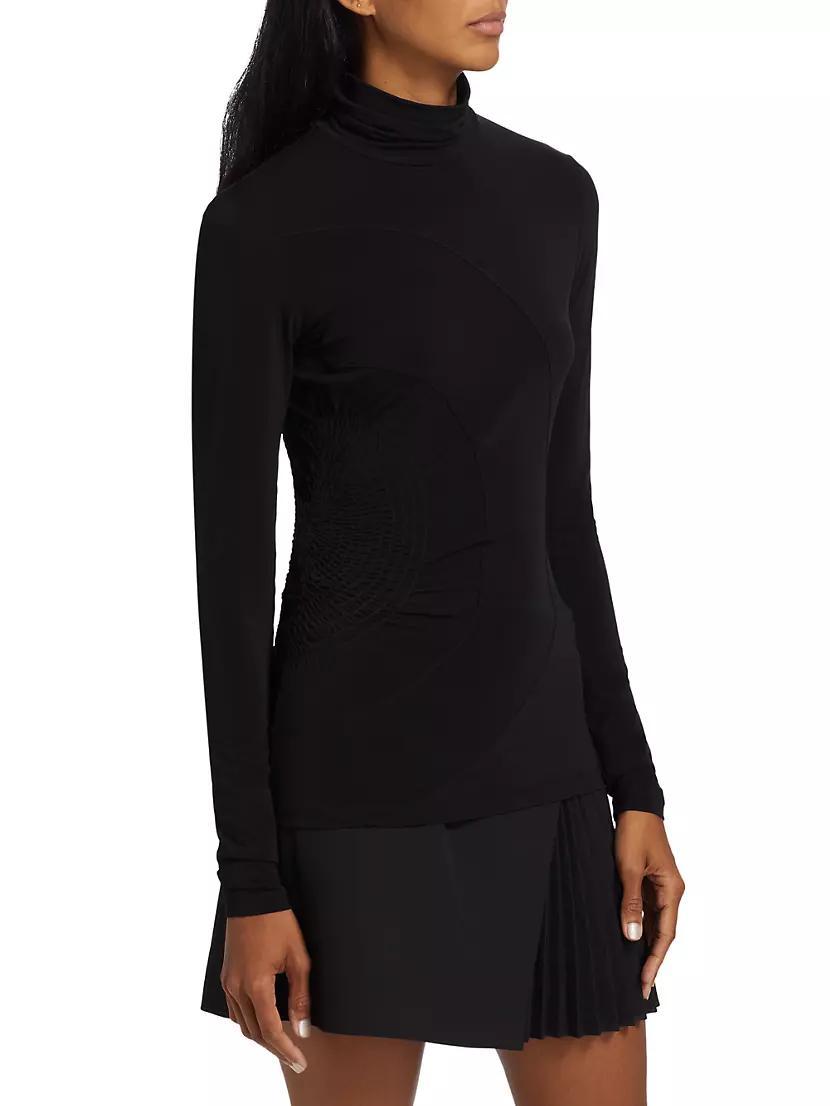 Molly Smocked Jersey Turtleneck Top Product Image