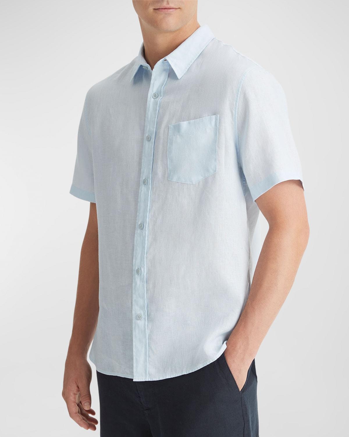 Mens Linen Short-Sleeve Button-Up Shirt Product Image