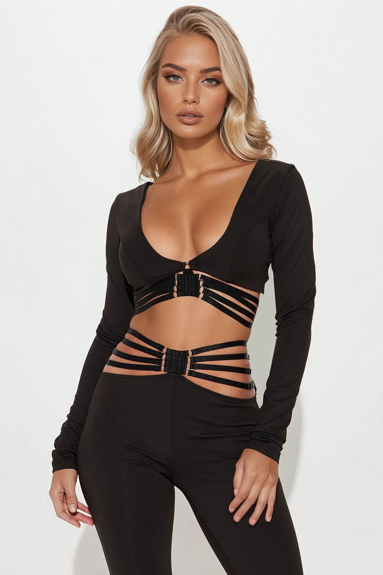 Mila Strappy Pant Set - Black Product Image