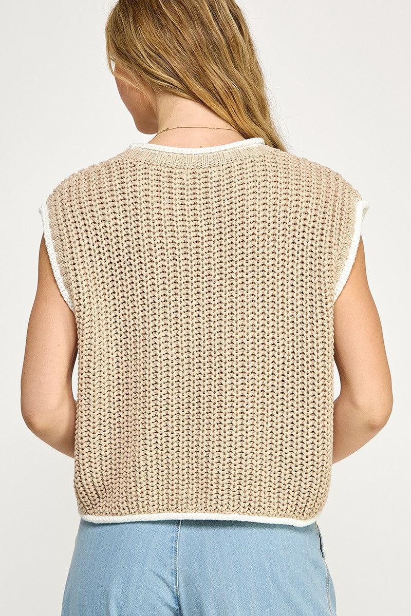 Soft Chunky Knit Sweater Vest Product Image