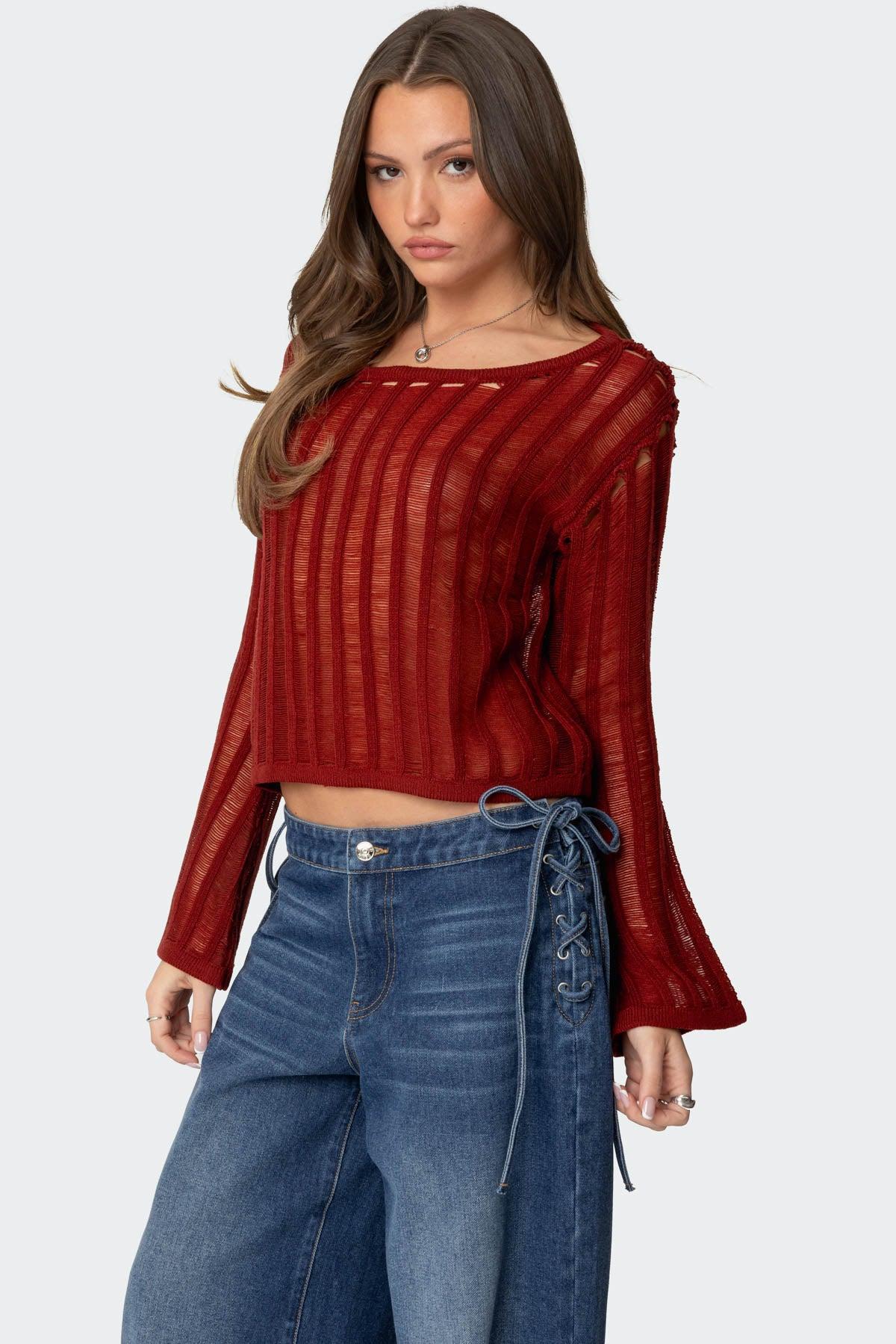 Sagir Sheer Ladder Knit Top Product Image