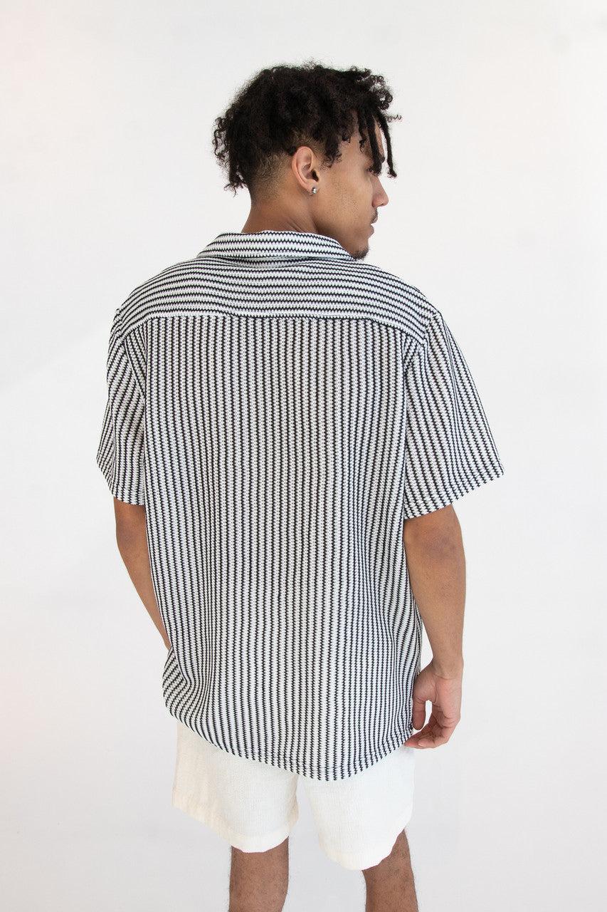 Mini Zigzag Knit Button Up Shirt Product Image