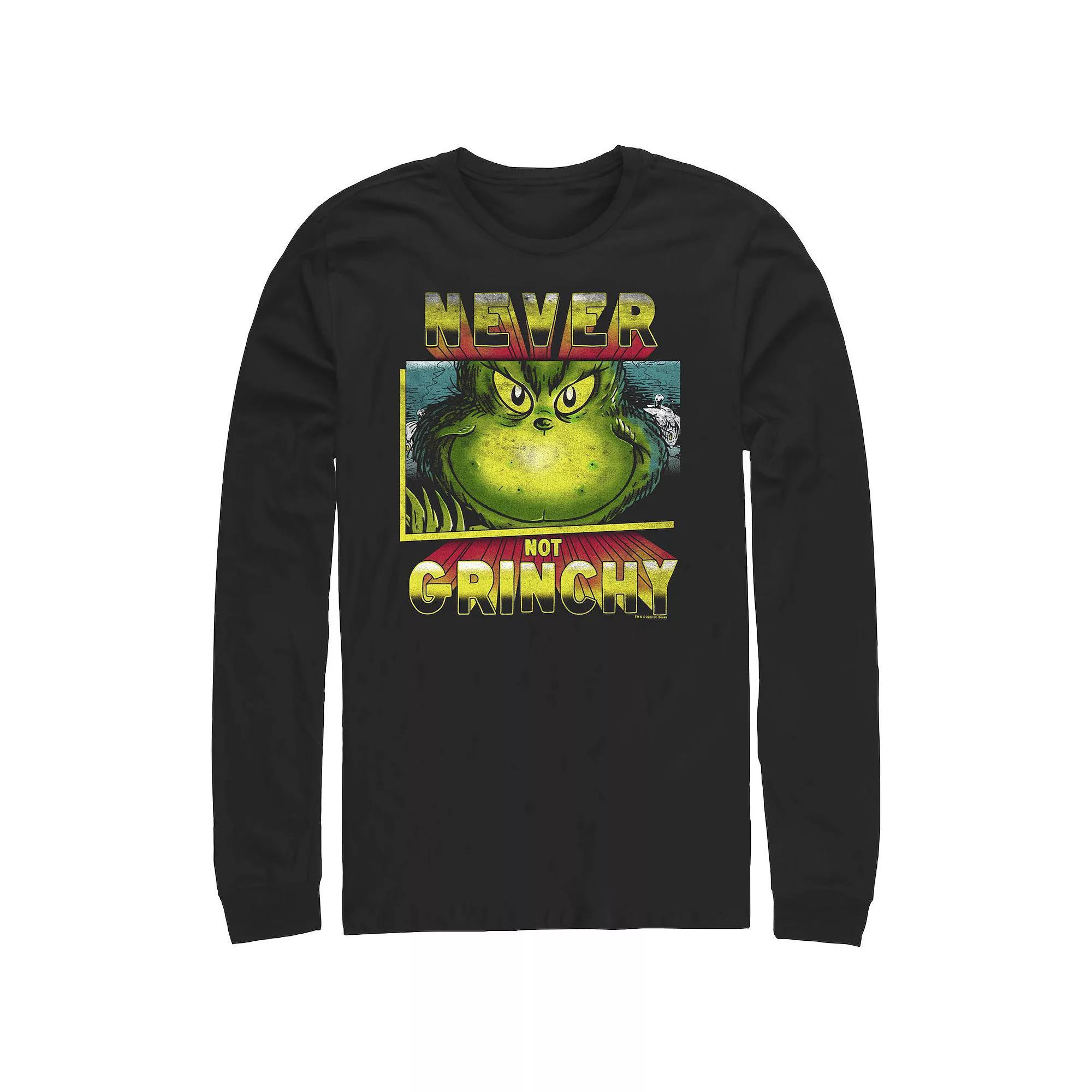 Big & Tall Dr. Seuss Never Not Grinchy Long Sleeve Graphic Tee, Men's, Size: Small, Black Product Image