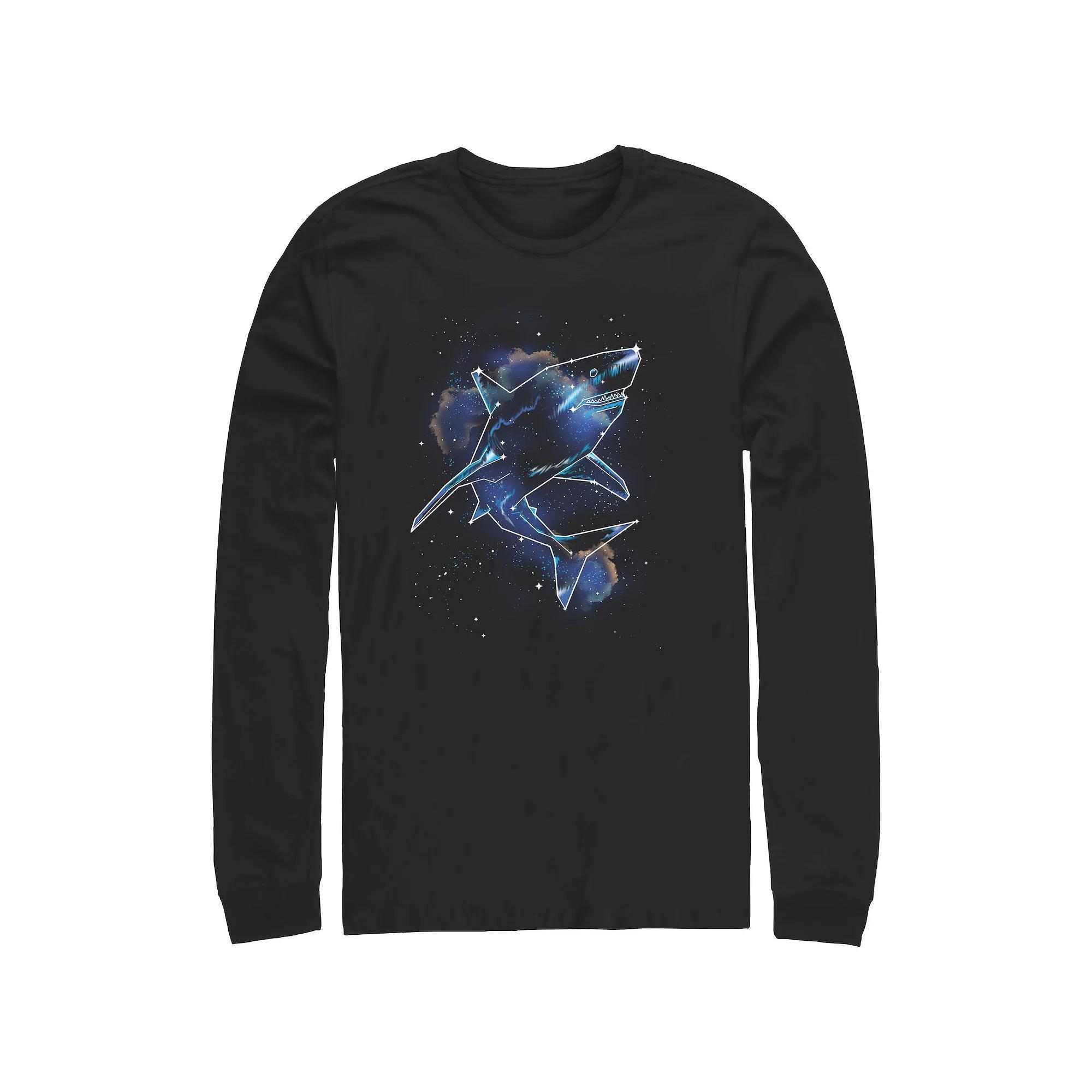 Men's Shark Galaxy Long Sleeve Graphic Tee,  Product Image