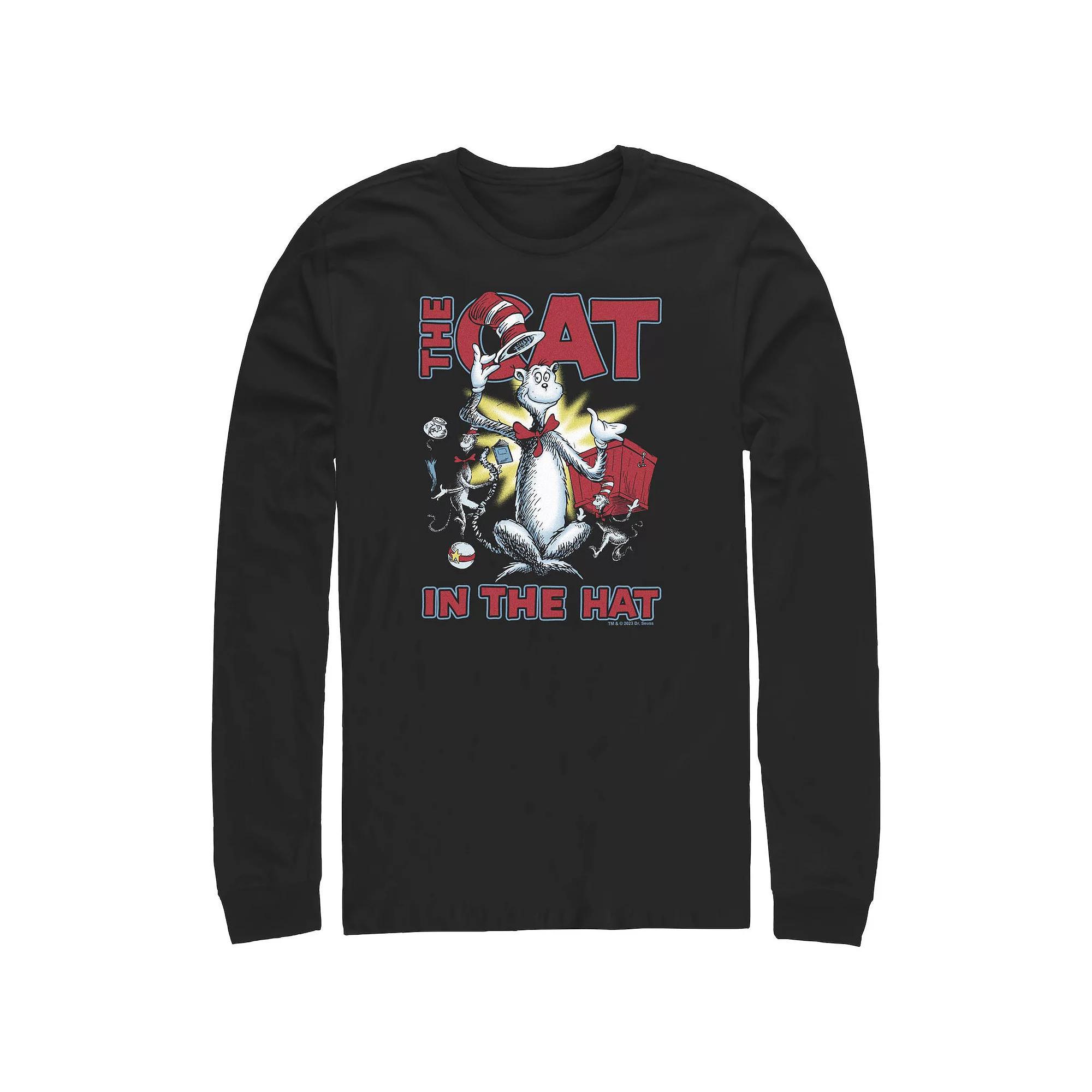 Big & Tall Dr. Seuss The Cat In The Hat Cattitude Long Sleeve Graphic Tee, Men's, Size: 3XB, Black Product Image