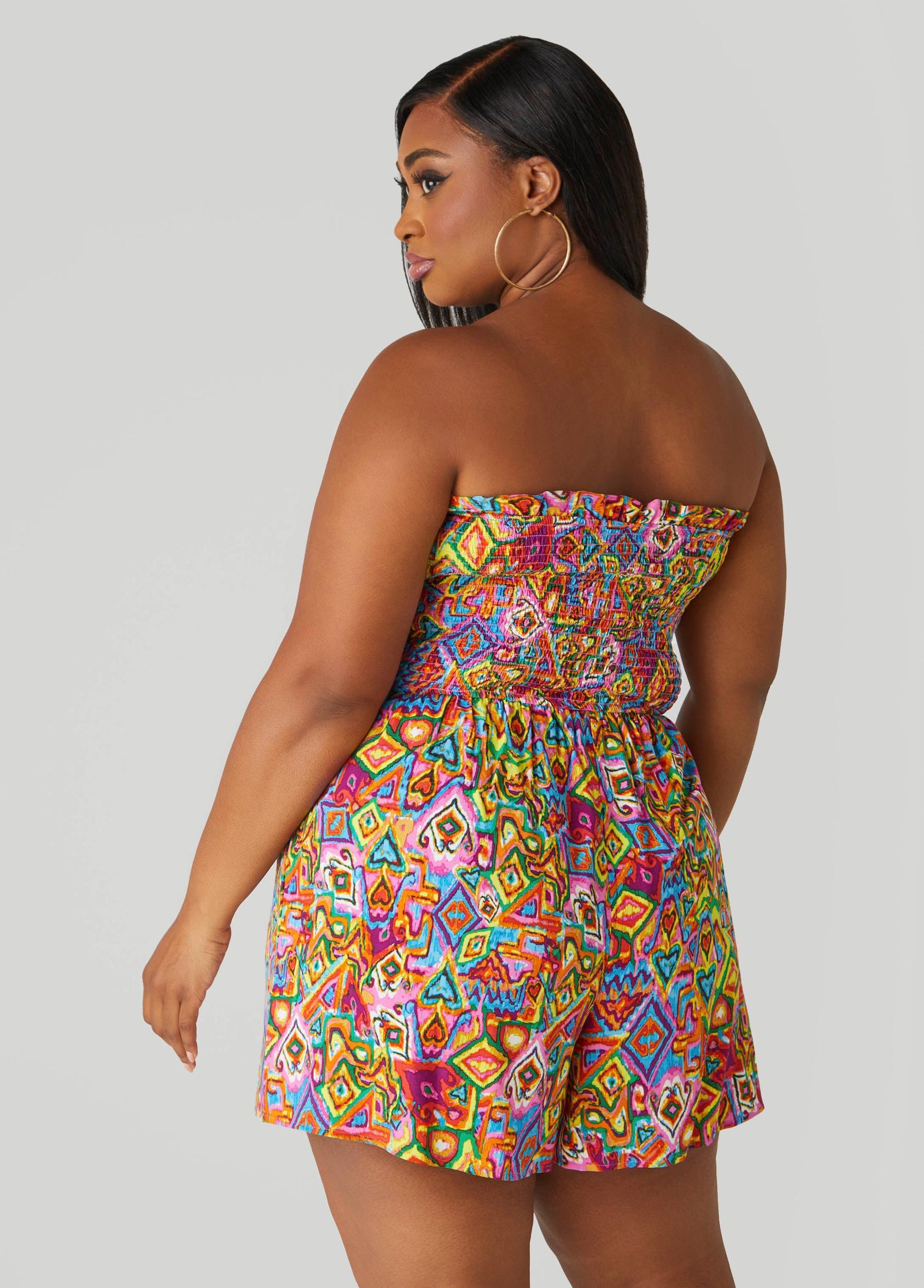 Strapless Abstract Print Romper Product Image