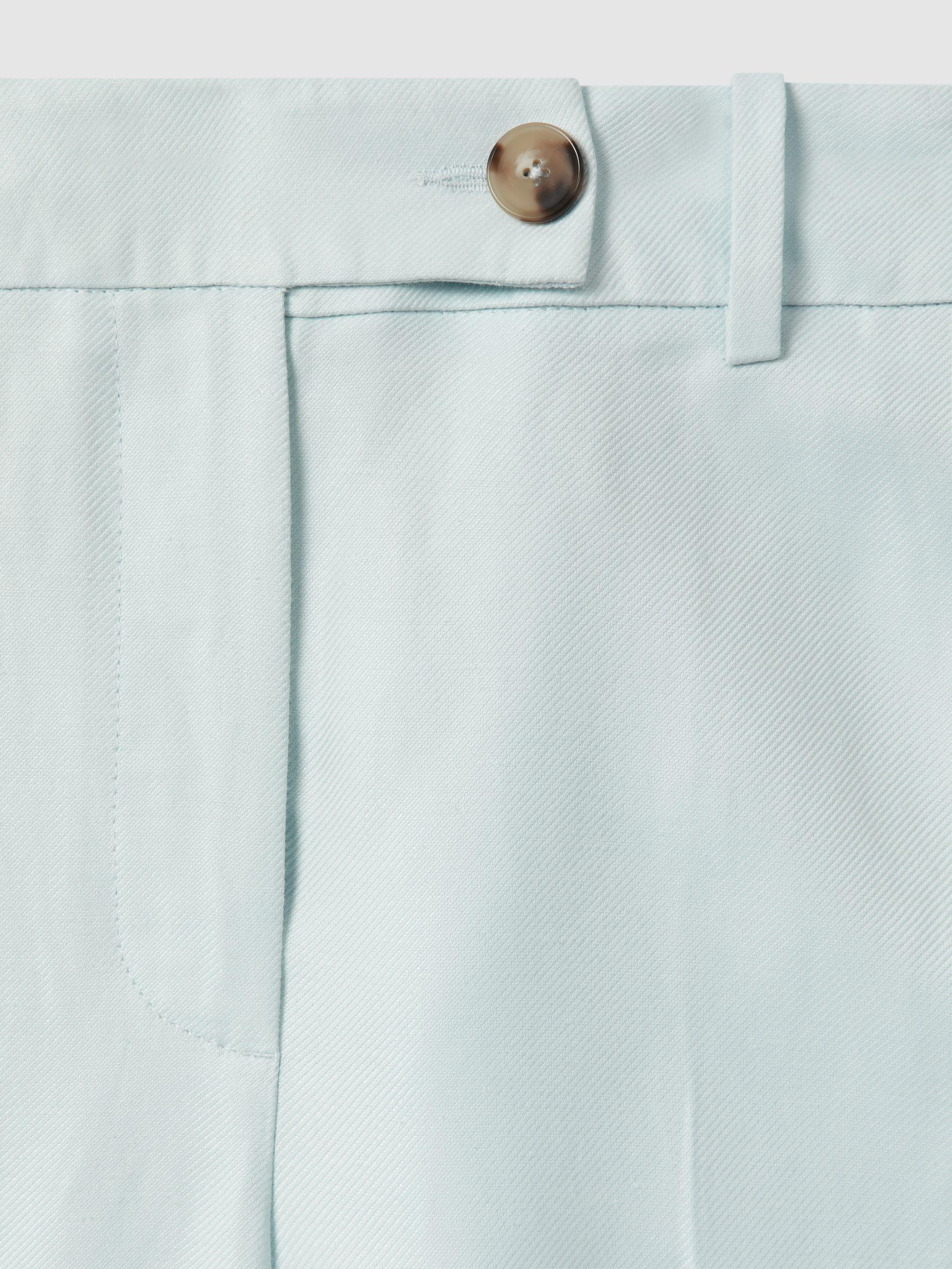 Petite Viscose-Linen Wide Leg Suit Trousers in Blue Product Image