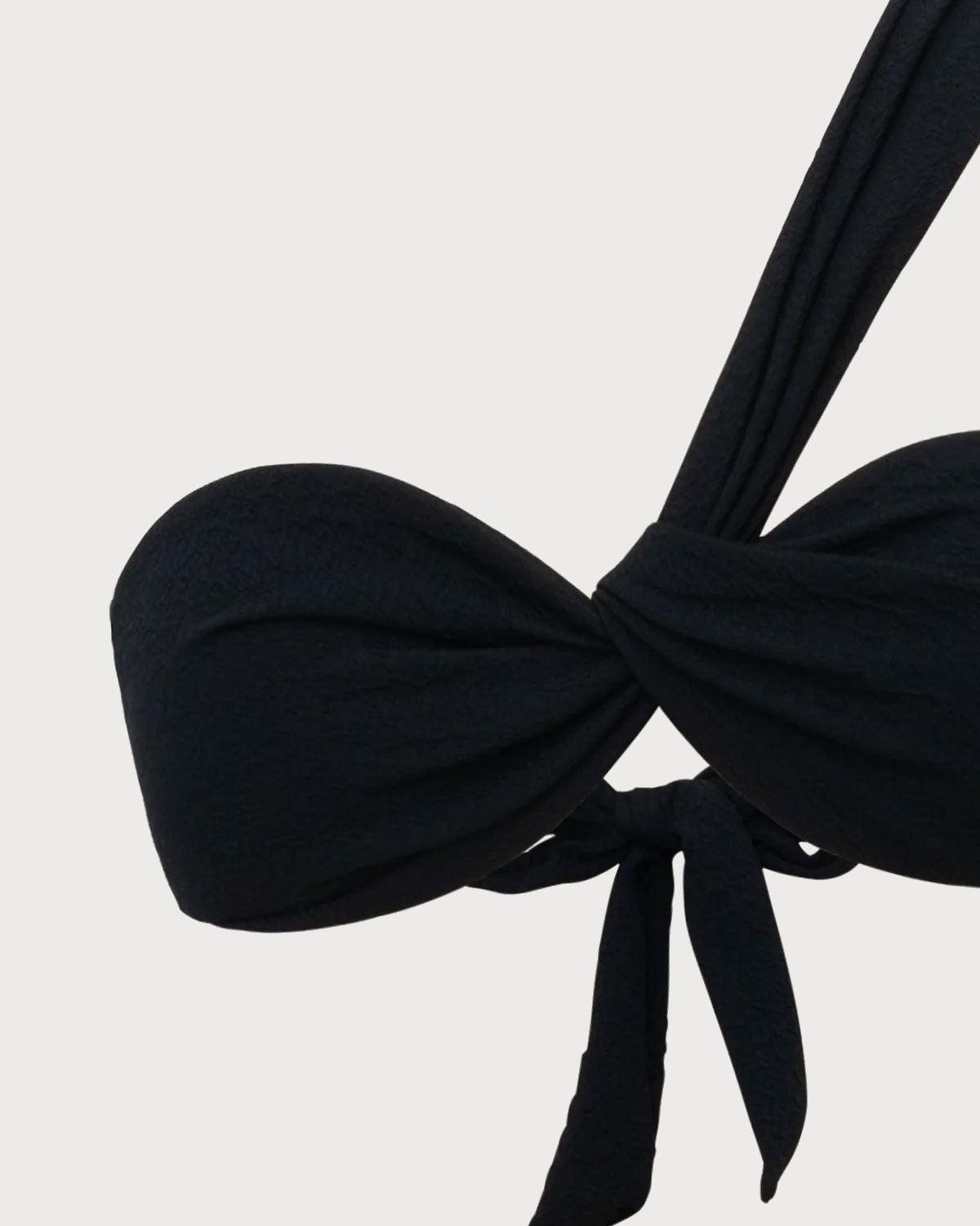 Black Ruched Tie Front Bikini Set Product Image