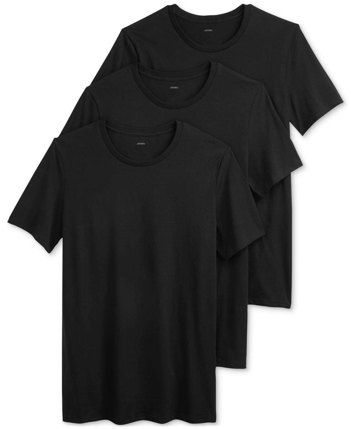 Men's Jockey 3-Pack Cotton Stretch Crew Neck Undershirt, Size: Small, Black Product Image