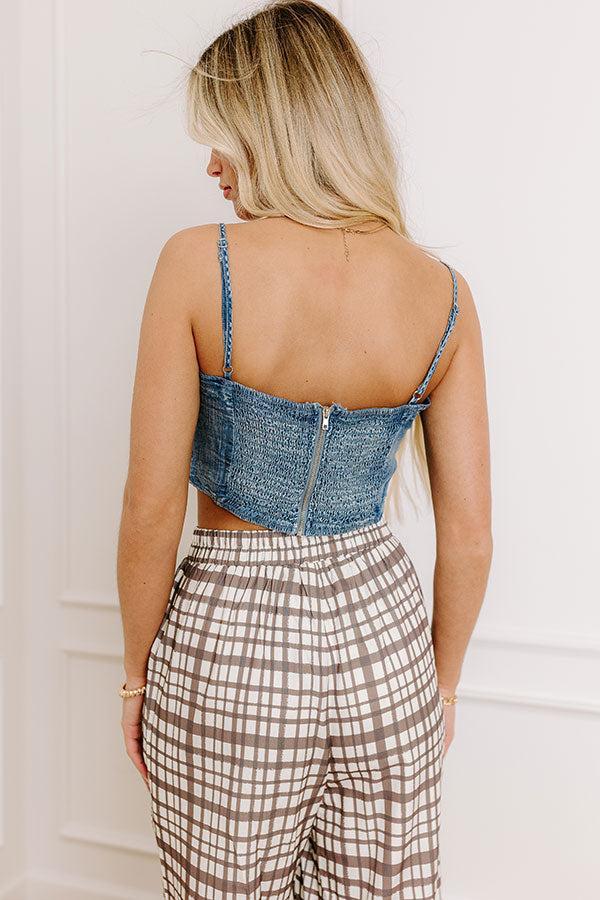 Downtown Dallas Chambray Crop Top Product Image