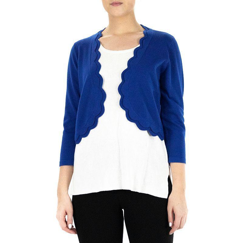 Womens Nina Leonard Scallop Trim Bolero Blue Product Image