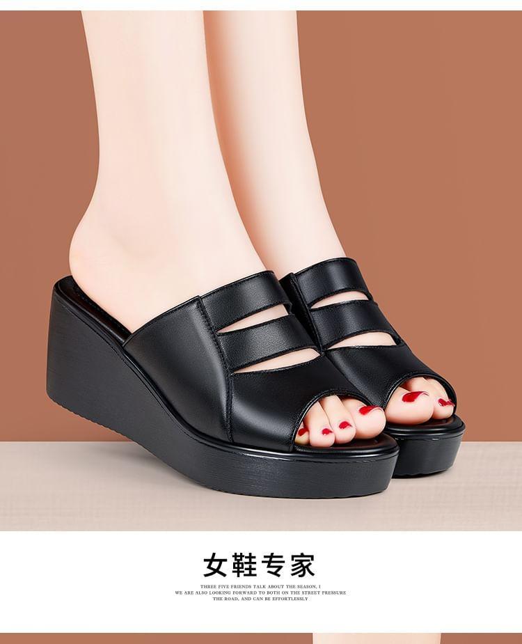 Platform Cutout Slide Sandals Product Image
