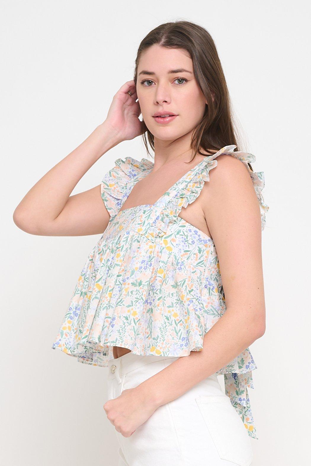 Square Neck Ruffle Strap Blouse Product Image