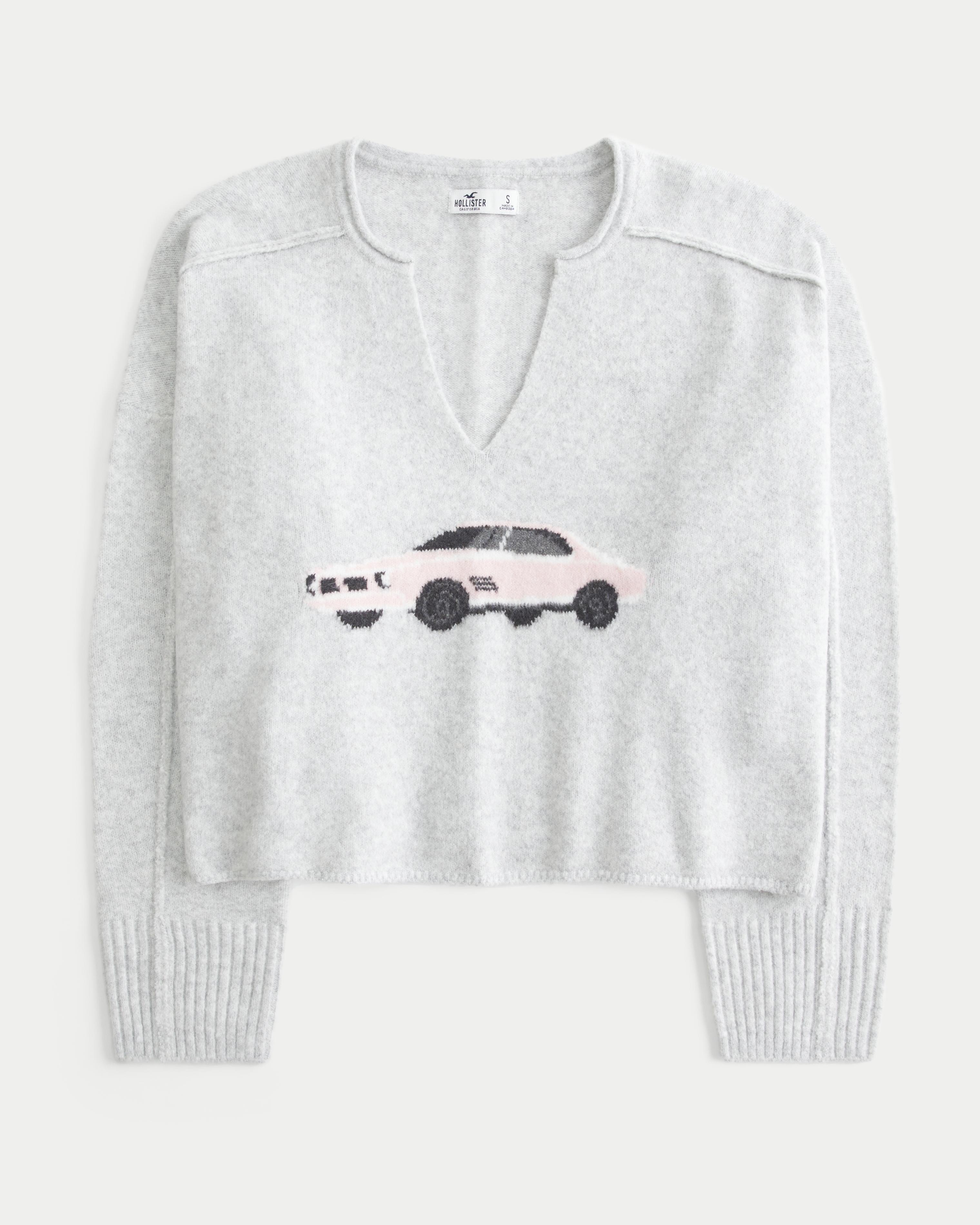 Hollister Comfy Cloud Graphic Notch-Neck Sweater Product Image