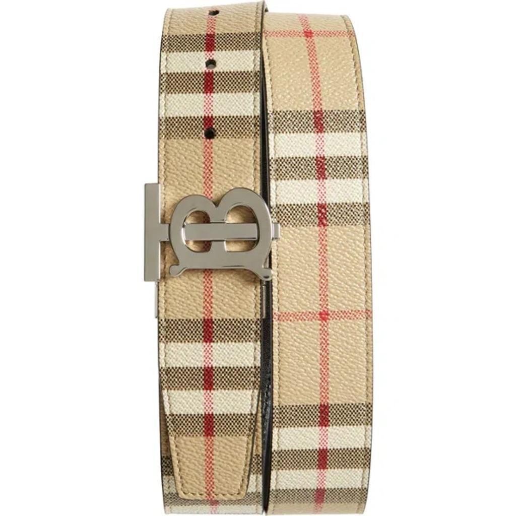 BURBERRY Tb Check Reversible Belt In Archive Beige/silver Product Image