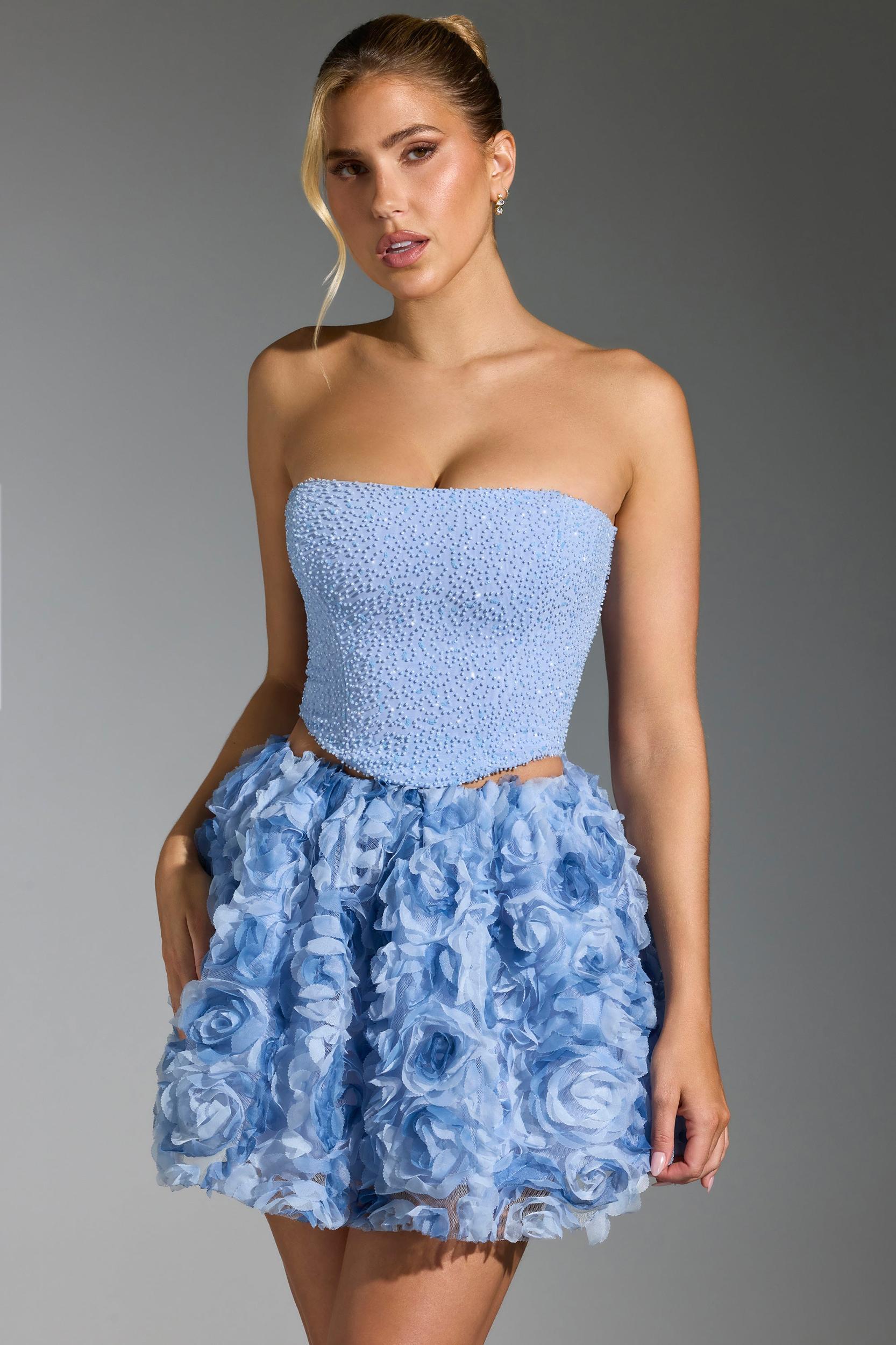 Embellished Corset Top in Blue Product Image