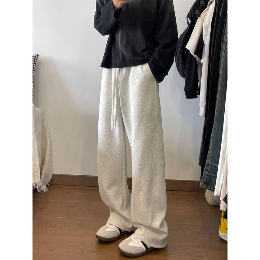 Mid Waist Plain Wide Leg Pants Product Image