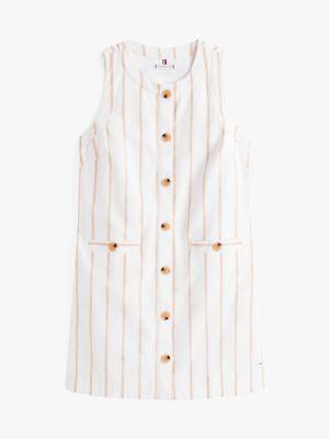 Sleeveless Cotton-Linen Stripe Dress Product Image