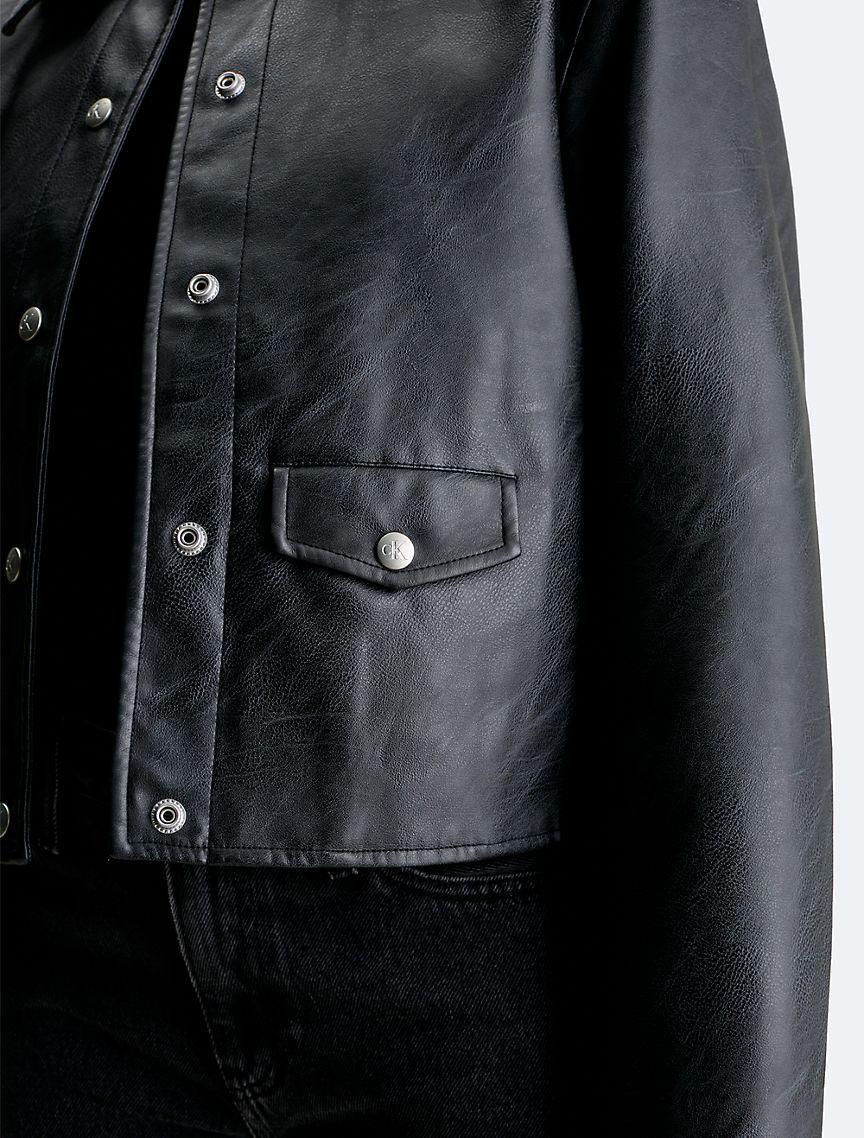 Faux Leather Shirt Jacket Product Image