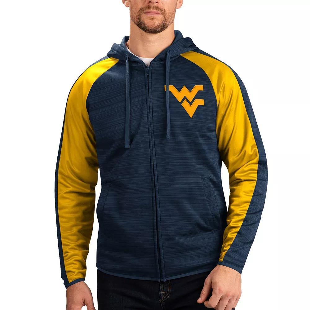 Men's G-III Sports by Carl Banks Navy West Virginia Mountaineers Neutral Zone Raglan Full-Zip Track Jacket Hoodie, Size: Small, Blue Product Image