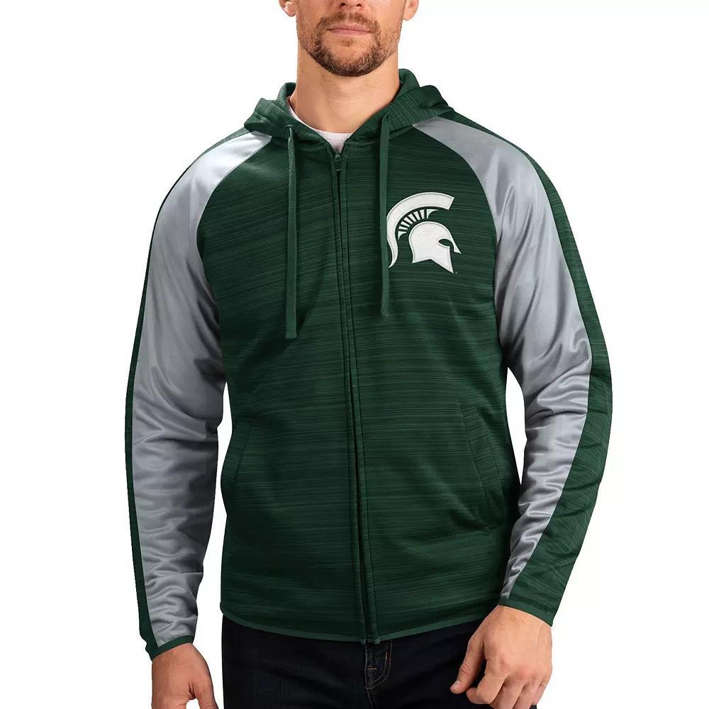 Men's G-III Sports by Carl Banks Green Michigan State Spartans Neutral Zone Raglan Full-Zip Track Jacket Hoodie,  Product Image