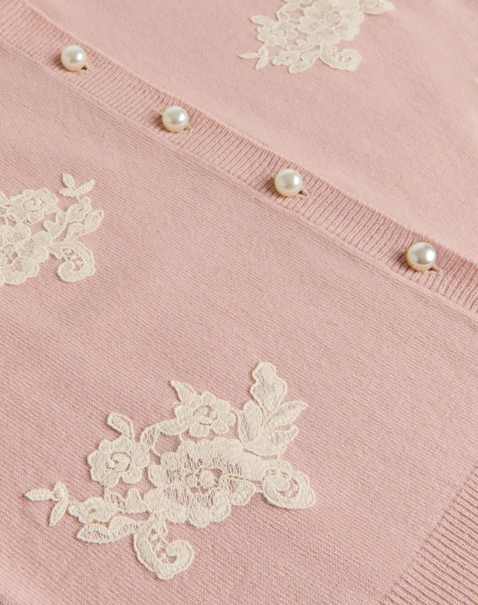 Embroidered Cardigan With Lace Inserts Product Image