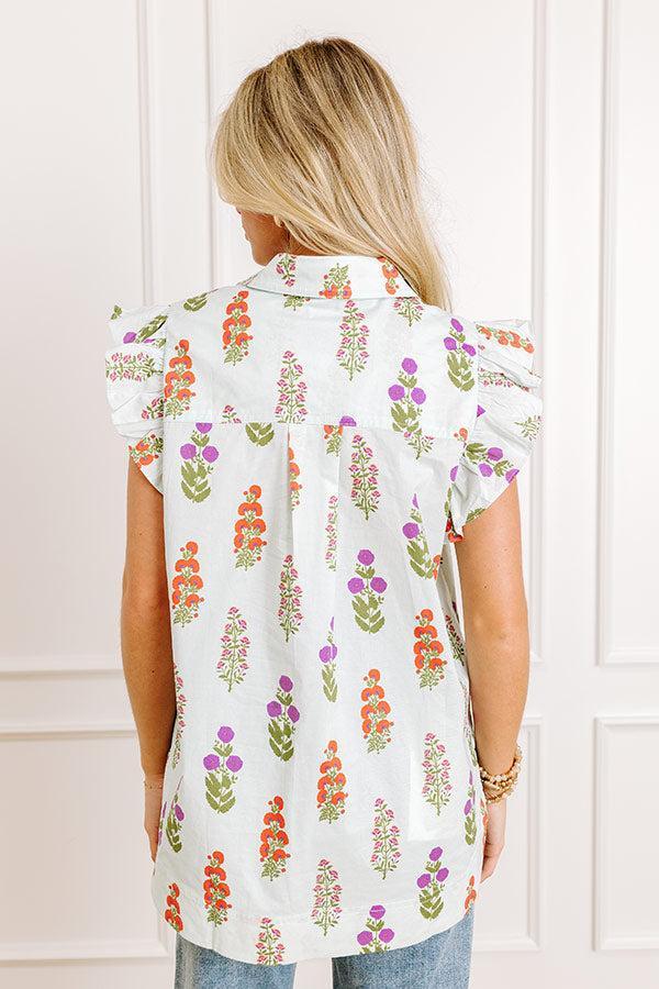 Picnic In The Garden Button Down Floral Top Product Image
