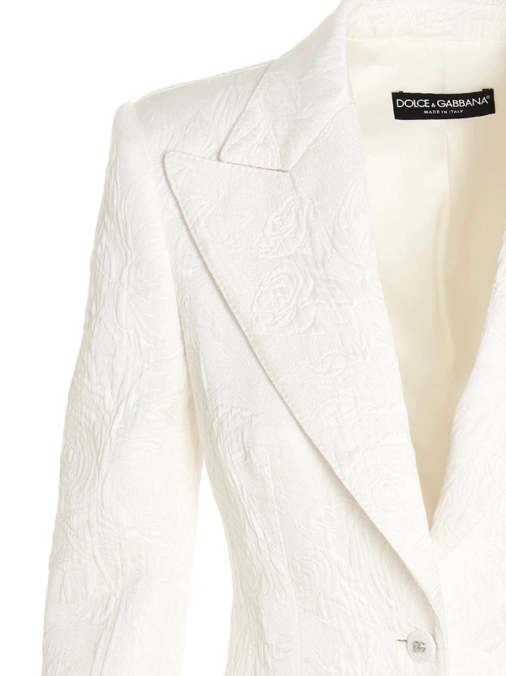 Turlington Floral Jacquard Blazer In White Product Image