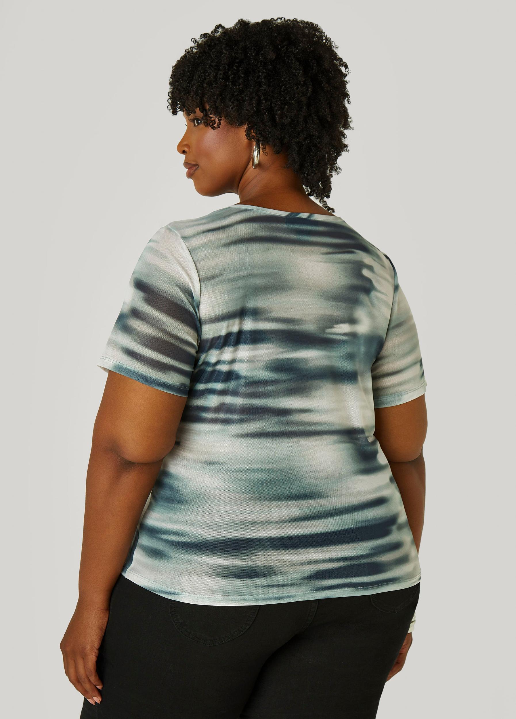 Plus Size Abstract Print Mesh Tee Ashley Stewart Product Image